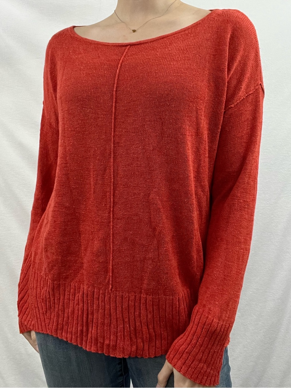 Banana Republic Off-the-Shoulder Rust Orange Knit Sweater